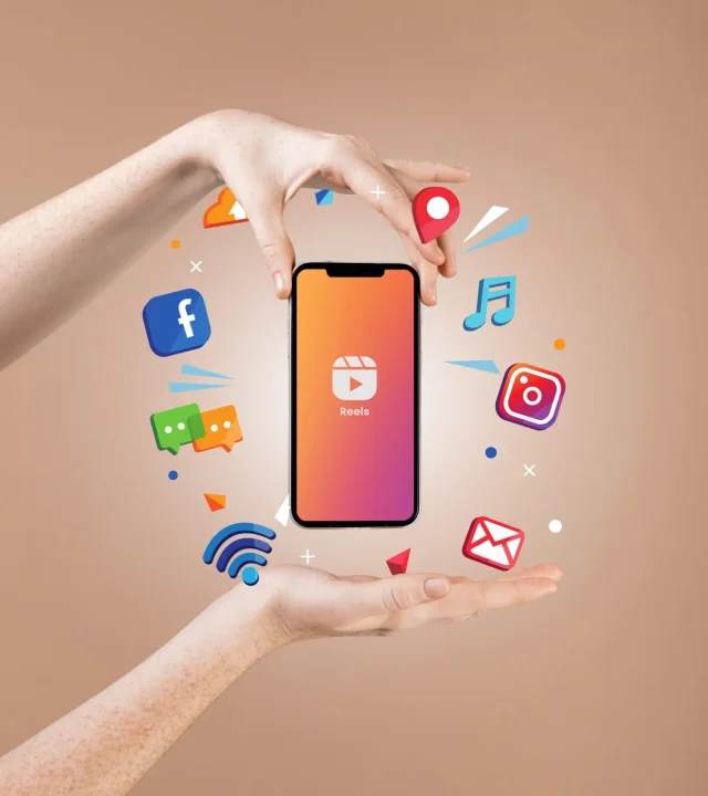 smartphone with social media icons